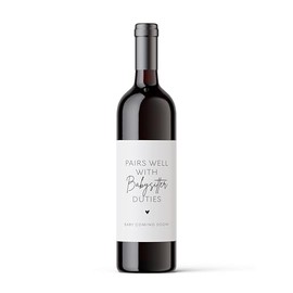 Pregnancy Announcement Wine labels, Surprise Baby Announcement Gift, Gift for Grandparents, Gift for Aunt and Uncle, Pregnancy Reveal Stickers - 2 PACK (Babysitter Dutties)