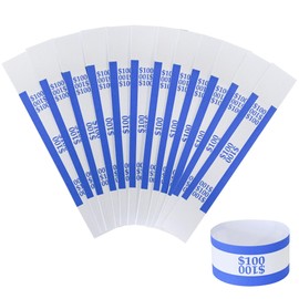 Y essential Currency Straps – Bill Wrappers, Money Bands to Organize Bills, ABA Standard Colors, Self-Adhesive, 7.5 x 1.15 Inches ($100 / Blue)