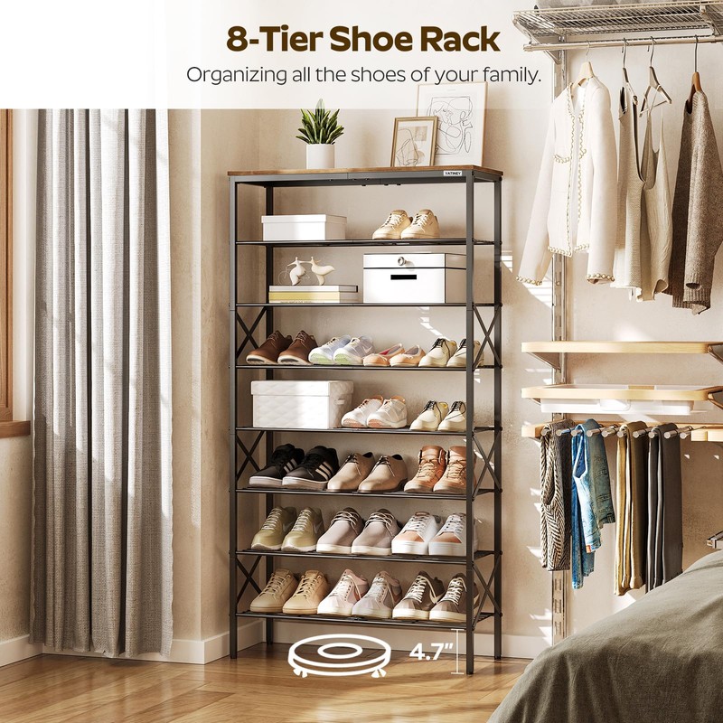 YATINEY 8 Tier Shoe Rack, Shoe Storage Organizer, Large Capacity