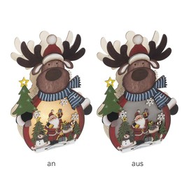 Ideen mit Herz 3D LED Stand | Wooden Decoration | Reindeer | Lighting | Warm White | Christmas, Advent, Winter | 24 cm x 15 cm