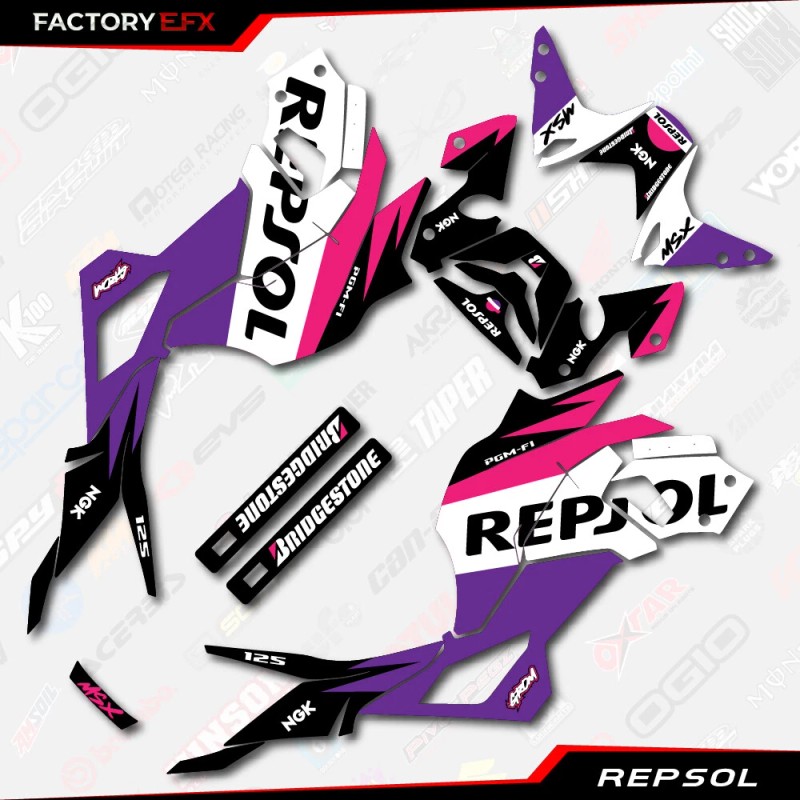 Factory EFX Pink Repsol Graphic Sticker kit fits Honda Grom