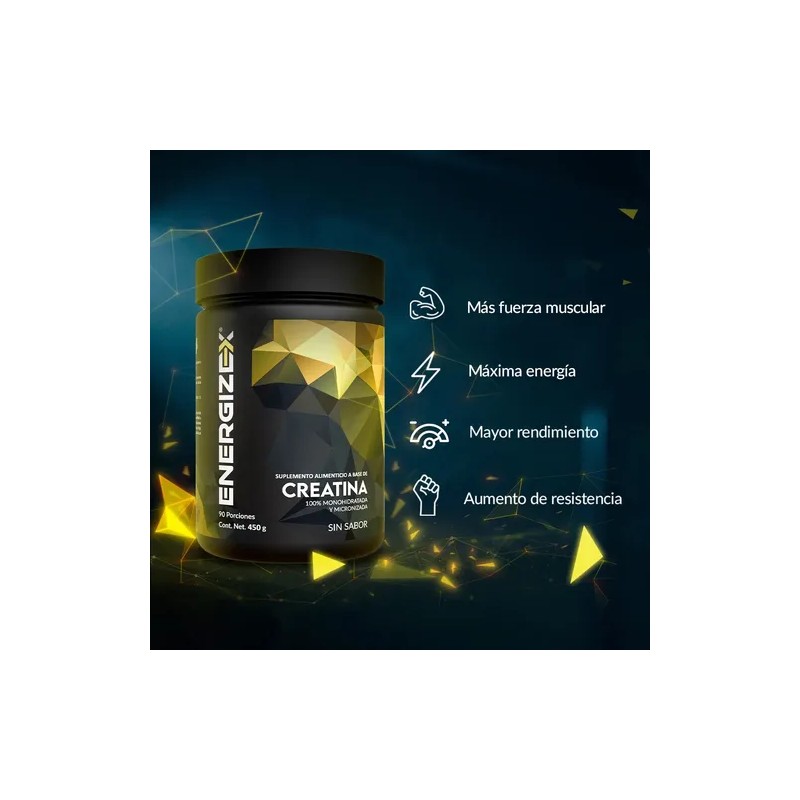 EnergizeX Creatina Monohidratada 100 Pura Sin Sabor 450g Vegana