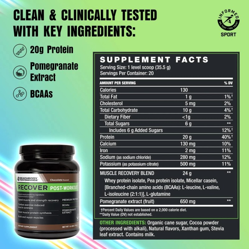 BODi Recover Whey Protein Powder Blend– Post-Workout Chocolate Whey Supplemen...