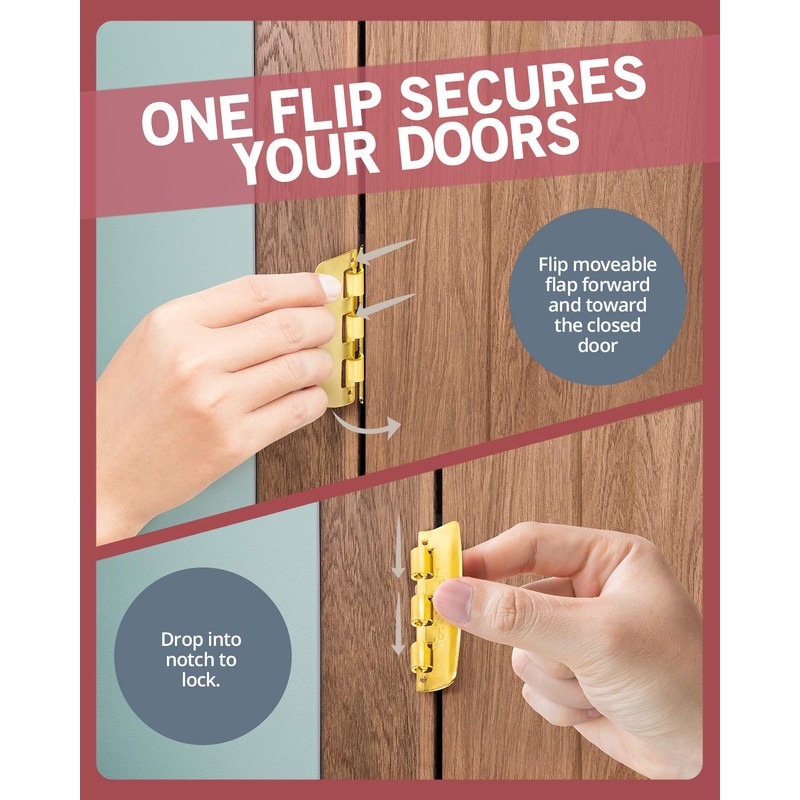 Jack N’ Drill Flip Action Door Lock (6 Pack)- Reversible