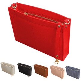 MISIXILE - Organizador de fieltro con cremallera y hebillas doradas, para bolso de mano, bolsa de aseo de 19 a 26 (rojo-L)