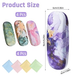 Glasses Case, 4 PCS Hard Shell Glasses Case, Portable Spectacle Cases Travel Portable Eyeglass Cases with 4 Cleaning Cloth for Men and Women Myopia Sunglasses
