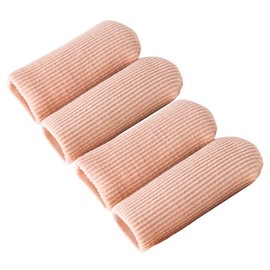 Makhry 4pcs Adjustable Cuttable Gel Toe and Finger Cap Lined Gel Toe Covers Sleeves Ribbed Knit Toe Caps Digital Caps (XL)