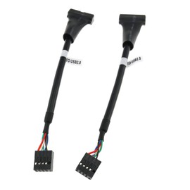 E-outstanding USB Header Cable 2PCS 6Inch USB 3.0 19 Pin Male to USB 2.0 9 Pin Female Motherboard Cable Adapter Converter Black