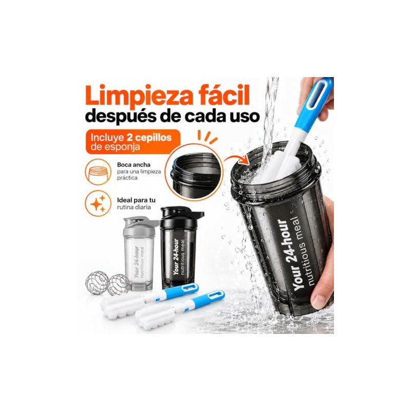 2 Piezas Shaker para Proteina 500ML con 2 Bolas y