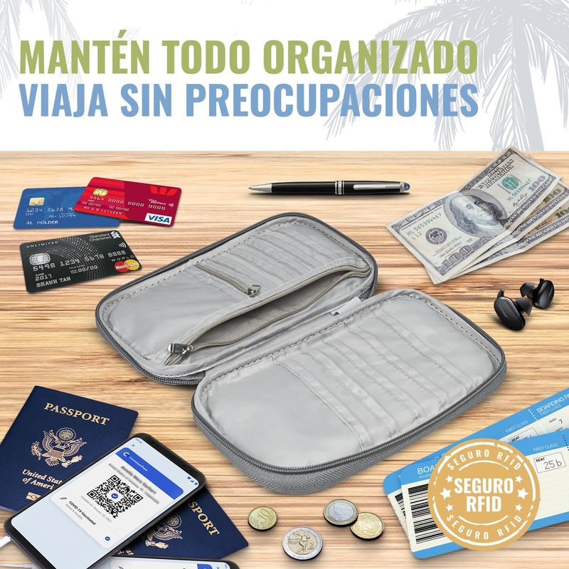 BOACAY Portadocumentos de Viaje Familiar con RFID, Cartera de Mujer