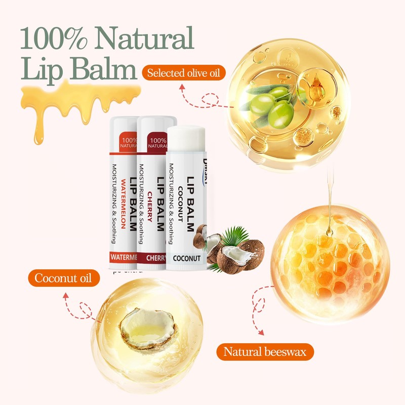 Dmsky Fruit Lip Balm Bulk - Hydrating for Men, Women,