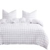 Wake In Cloud - Grid Comforter Set, Preppy Geometric Plaid