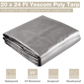 Yescom 20x24FT 14 Mil Heavy Duty Reinforced Poly Tarp Reversible Waterproof Tarpaulin UV Resistant Ground Sheet Cover