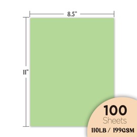Veritas Mint Green Colored Cardstock, 8.5" x 11" Colored Copy paper, 110LB/199GSM Printer Paper, 100 Sheets (1 Reams), Colored Multi-Purpose Paper, Made in USA