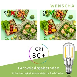 Wenscha Wenscha E14 LED Glhbirne Warmweiss 2W T22 Vintage Edison Birne, Amber Filament Khlschrankbirne Mini R?hrenbirne 2700K Ersatz 10W Glhlampe, Nicht Dimmbar, 4 Stck