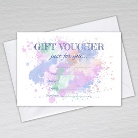 Webspectations Pack of Blank Gift Vouchers for Beauty Salons, Hairdressers, Shops and Restaurants: Watercolour Gift Vouchers (Pack of 10 with Envelopes)