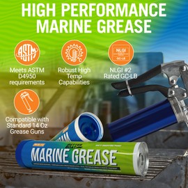 2PK Better Boat Marine Grease Tube 14 oz Wheel Bearing Grease, Boat Trailer Bearing Grease Waterproof High Temp Cap Packer Cartridges for Grease Gun NLGI 2-2 Pack 14oz Cartridge
