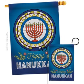 Hanukkah Banner Chanukah Gifts Wall Decor Room Patio Porch Lawn Garden Flag Outdoor Decorations Indoor Tapestry Yard Signs Art Stars David Jews Hebrews Isreal Religion Jewish festival Made In USA