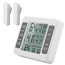 Therometer, Digital Fridge and Freezer Thermometer with Alarm, /Min Temperature with 2pcs Sensor Min Maximum Display for Home and Restaurants