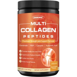 ZEBORA Multi-Collagen-Peptides-Powder for Joint Recovery with MSM & CS - 50 Servings of Hydrolyzed Collagen for Women Men - Type I II III V X Collagen for Skin Hair Nail & Joint Support, Keto Friendly