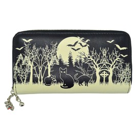 BANNED BLACK WOODLAND CAT BATS GRAVEYARD FAUX LEATHER PURSE GOTH WITCH NEW GIFT BEDLAM