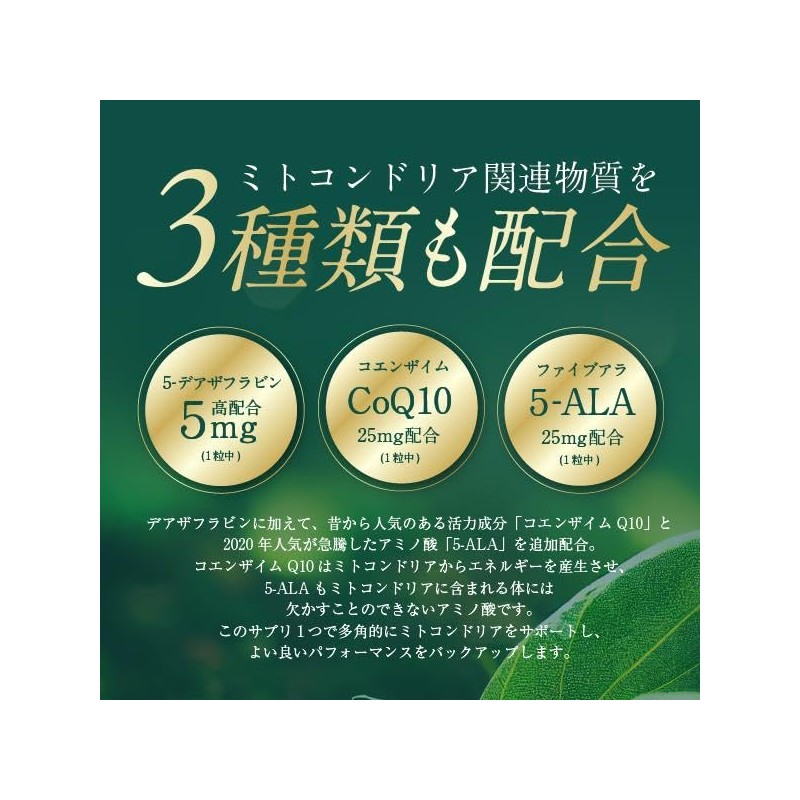 【国産デアザフラビン】『デアザフラビン粒』【5デアザフラビン＋5ALA@＋コエンザイムQ10 配合】