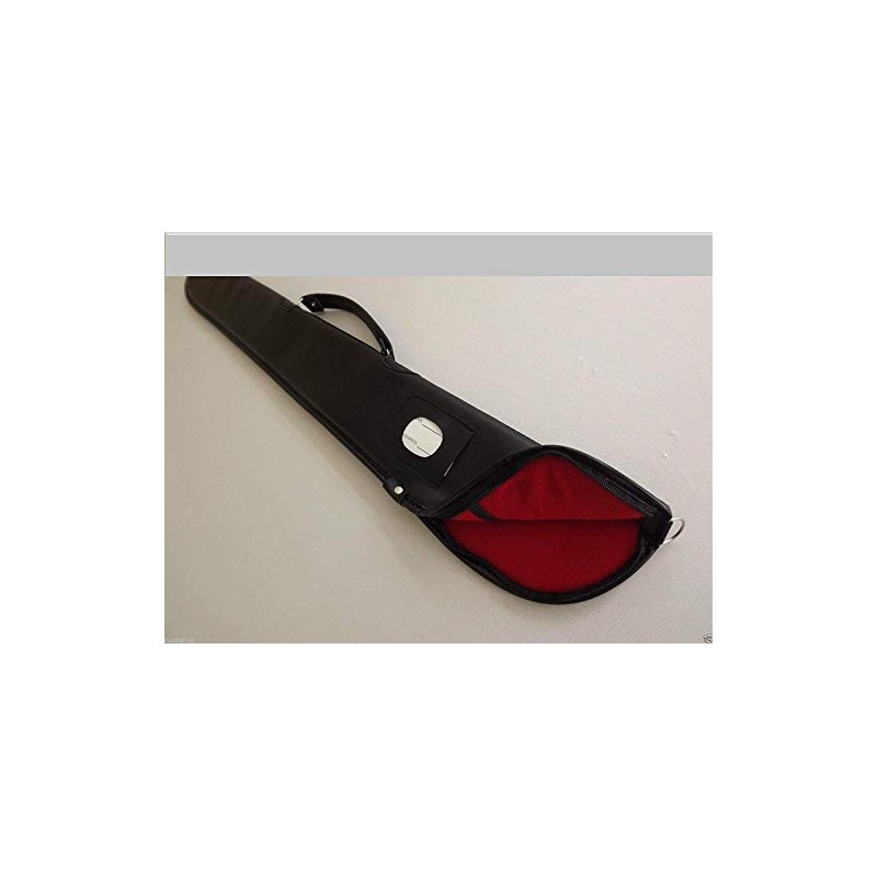 Soft black vinyl cue case with zip top and red