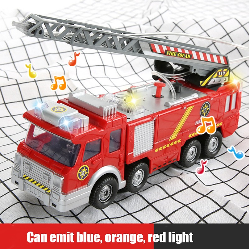 Mini Simulation Aerial Ladder Truck Model Vehicle Fire Fighting Car