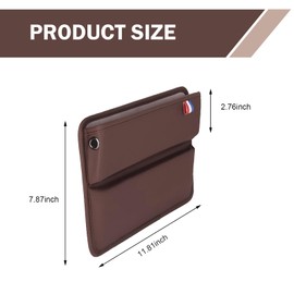 SLIMI 1 PC Car Seat Gap Filler, Multifunctional Leather Seat Side Pocket Storage, Universal Seat Gap Filler Organizer, for Most Cars, Trucks, SUVs (Coffee)