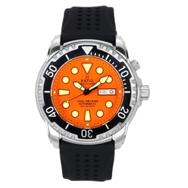 RATIO FreeDiver Helium-Safe Dive Watch Sapphire Crystal Automatic Diver Watch 1000M Water Resistant Diving Watch for Men (Orange)