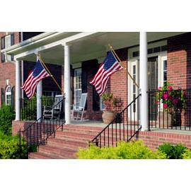 ILOT 56" Wooden Flag Pole for House Pack of 4 Improved Design Tangle Free Adjustable Rotating Rings Heavy Duty Flag Poles for Outside Fit Most Flag Sizes