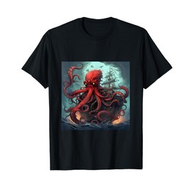 Kraken Pirate Ship Giant Octopus Ocean T Shirt T-Shirt