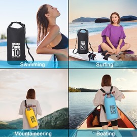 Yearnlife Dry Bag Waterproof, 10L Dry Sack with Adjustable Shoulder Strap and Phone Pouch for Swimming/Boating/Camping/Hiking/Fishing Black