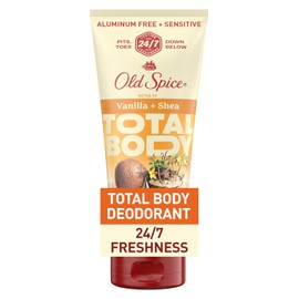 Old Spice- Desodorante corporal completo para hombres, desodorante corporal total, vainilla + karité, crema desodorante sin aluminio para hombres