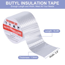 PATIKIL Outdoor Waterproof Adhesive Butyl Tapes, 16.4ft x 3.9inch Aluminum Seam Tape Stop Leaks 1.5mm Thick for Gutter Fix, Leaks, Seam for Tent, Hot Tub Cover, Pipes Repair, and Outdoor