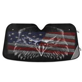 American Flag Bald Eagle Car Windshield Sun Shade USA Patriotic Sunshade Blocks UV Rays Protector Keep Your Vehicle Cool Sun Shield Visor Cover Foldable for Car Truck SUV M