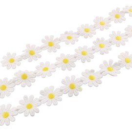 100PCS Yellow Daisy Lace Trim, Handmade Embroidered Flower, Sewing Supplies, DIY Craft Trim and Arts, Craft Embellishments