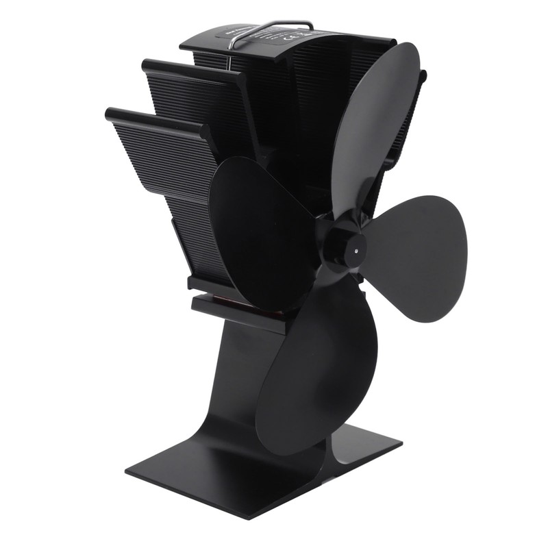 4 Blade Heat Powered Stove Fan Silent Eco Friendly Aluminium
