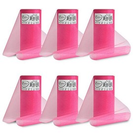 Expo International Pack of 6 Premium Shiny Spools of 6 Inch X 25 Yards | Fuchsia Tulle