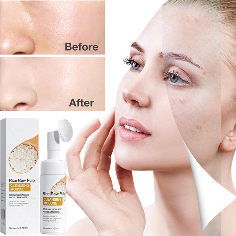 Rice Facial Cleanser, Gentle Face Cleanser, Foaming Face Wash with