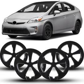 Winjet Black Lacquer 15" Hubcaps Wheel Rims for Toyota Prius 2010-2015 [2010 2011 2012 2013 2014 2015 Toyota Prius] Wheel Covers 15 inch Hubcaps, Snap On Installation (15 Inch, Black Lacquer)