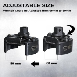 SMOTIVEPRO Oil Filter Wrench Universal Adjustable for 60-80 mm, Quick Removal and Installation of Car Oil Filters, Oil Filter Tool with Special Design with Non-Slip Serrated Jaws