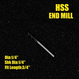 Roughing End Mill JESTUOUS HSS Square Nose 4 Flute Fine Tooth Bit 1/4" Shank Dia. 3/4" Flute Length for Milling Metal Steels,1 Piece