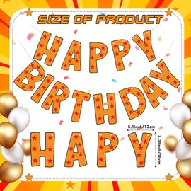 Engrowtic Anime Happy Birthday Banner Decorations Star Birthday Banner Yellow Themed Cartoon Party Supplies for Boys Girls Anime Party Supplies