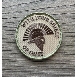 WITH YOUR SHIELD OR ON IT SPARTAN HELMET TACTICAL ARMY MULTICAM ROUND HOOK PATCH