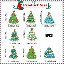 8 Pcs Christmas Diamond Painting Keychain,Christmas Double Sided Diamond Art Keychain Christmas Diamond Key Chain Kits,Christmas Diamond Painting Keyrings Kits for Christmas Party Gift (Green8)