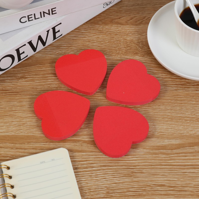 Evergreen Goods 12 Pads Red Heart Shaped Sticky Post Notes