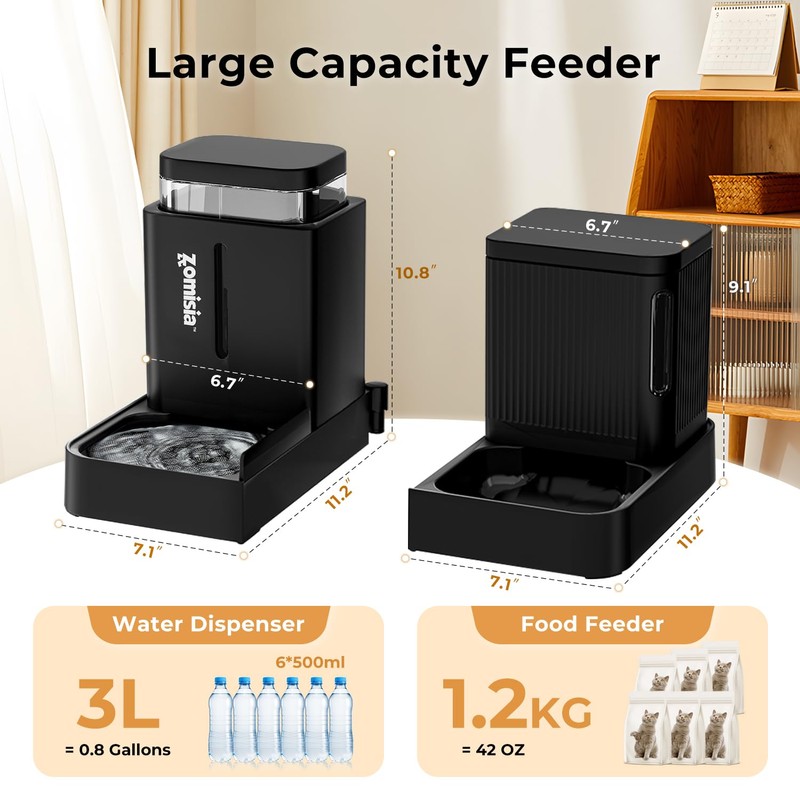 ZOMISIA Gravity Cat Feeder and Water Dispenser, 2 in 1