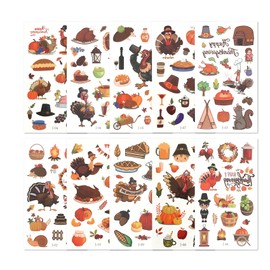 Thanksgiving Temporary Tattoos for Kids 20 Sheets 302 Pcs Waterproof Fall Tattoos with Turkey Leaves Autumn Fake Tattoo Sticker Goody Bag Stuffers for Boys Girls Fall Thanksgiving Party Decoration
