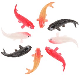 TEHAUX 10pcs Mini Goldfish Figurines, Mini Koi Fish 1:12 Scale Goldfish Miniature Mini Fish Figurines Fake Fish Model Red Goldfish Miniature for Dollhouse Fairy Garden Miniature Carp Ornament